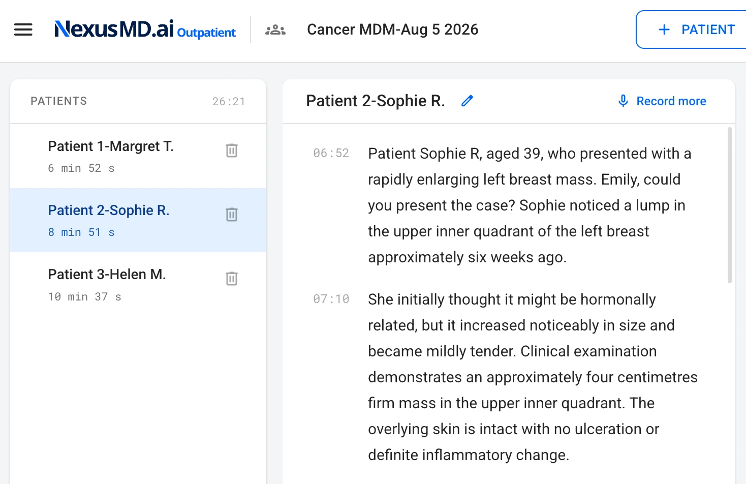 Product screenshot — MDM summary with decisions and actions