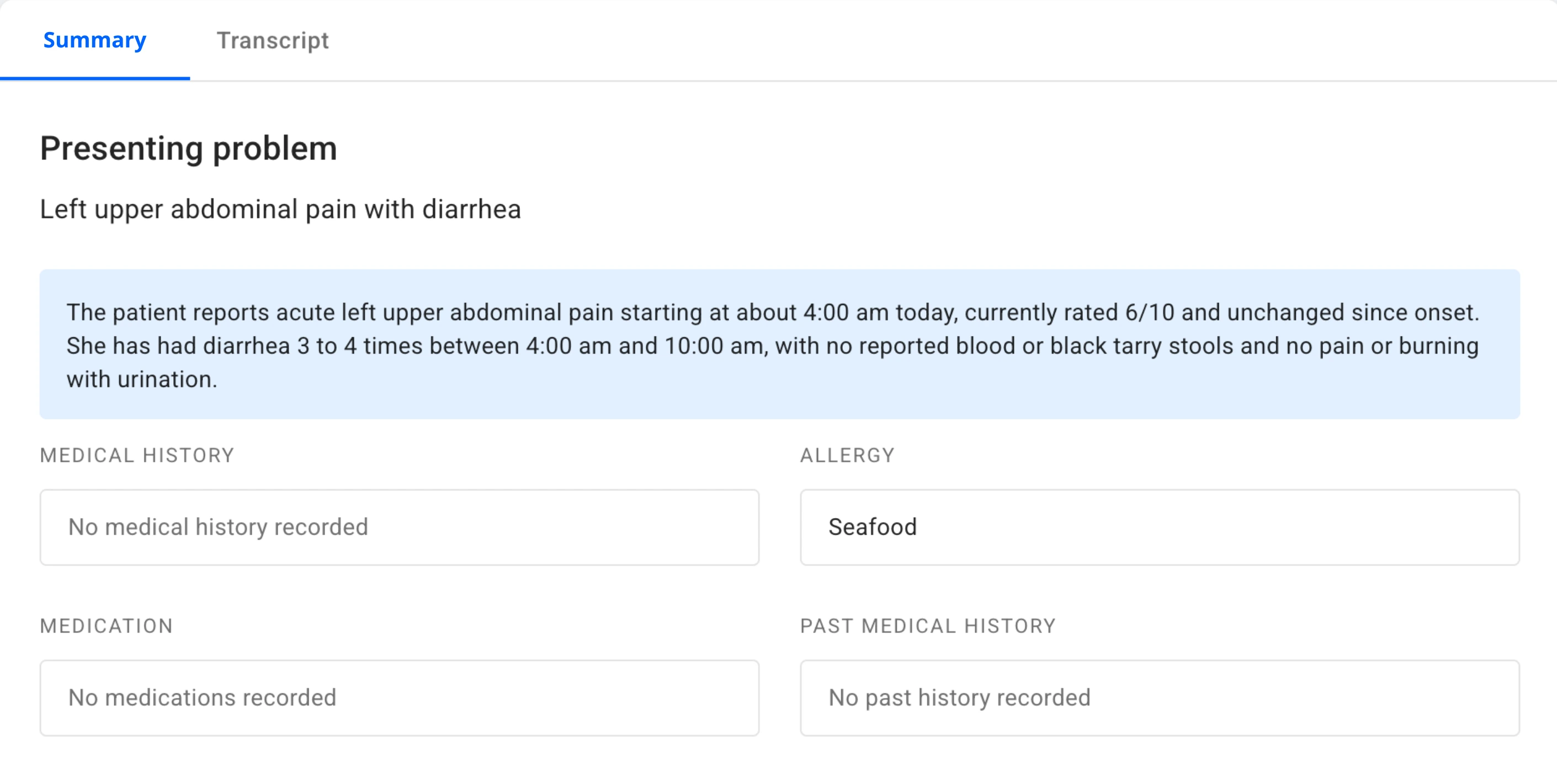 structured patient summary